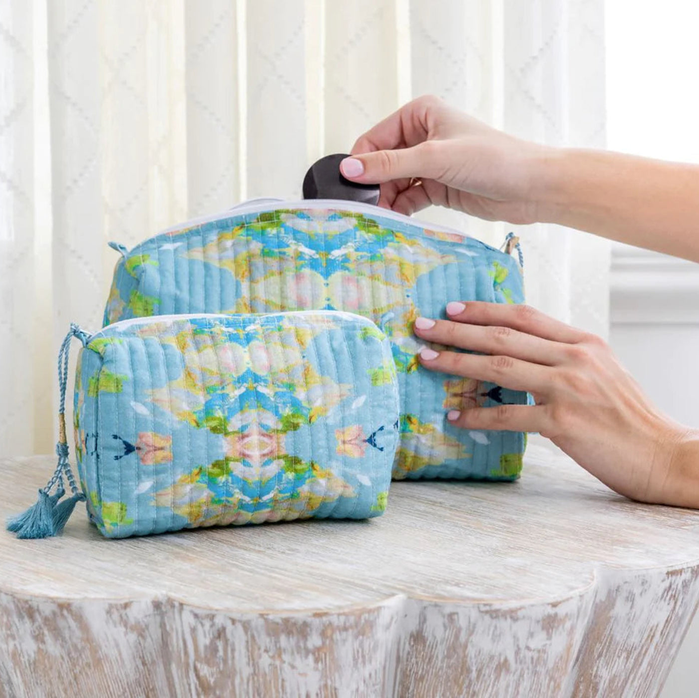 Laura Park Stained Glass Blue Small Cosmetic Bag