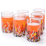 Hand Blown Mexican Drinking Glasses and Pitcher – Set of 6 (Confetti)