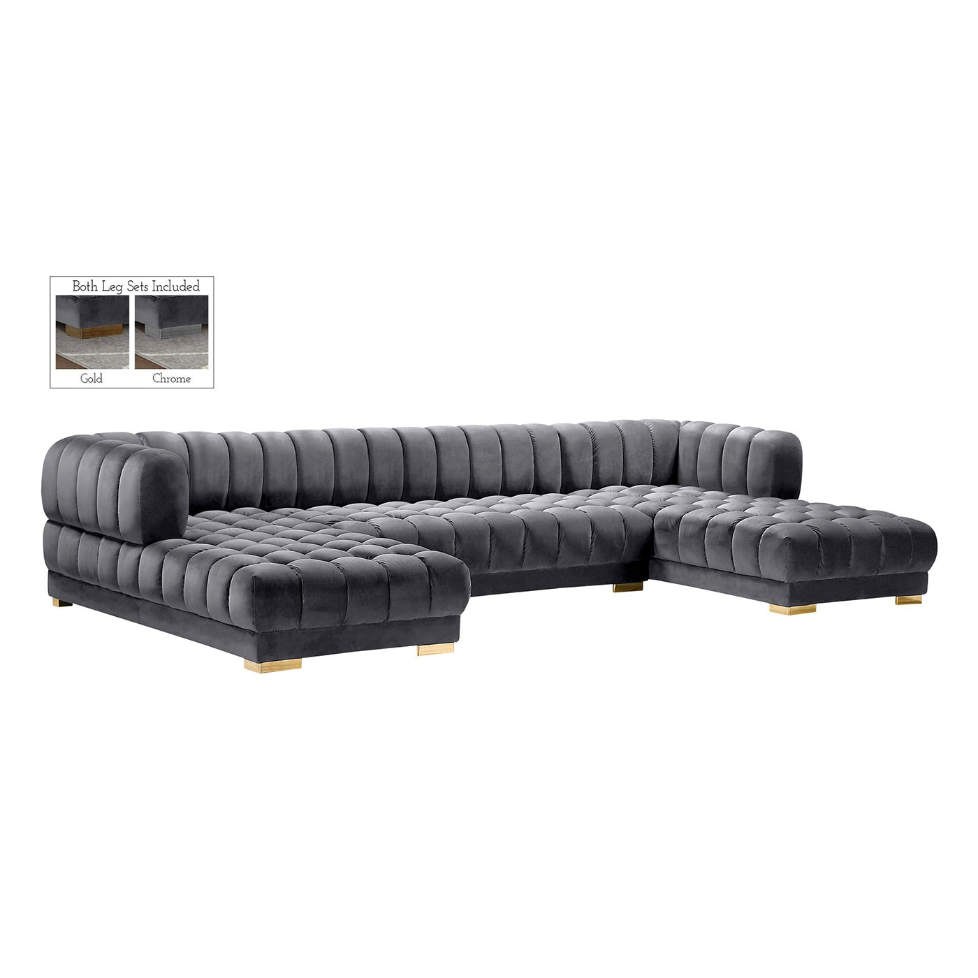 Gwen Velvet 3pc. Sectional