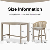 PURPLE LEAF Counter Stools Bar Stools Rattan Bar Stools Wicker Bar Chairs Woven Aluminum Barstools with Back and Cushions