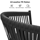 PURPLE LEAF Counter Stools Bar Stools Rattan Bar Stools Wicker Bar Chairs Woven Aluminum Barstools with Back and Cushions