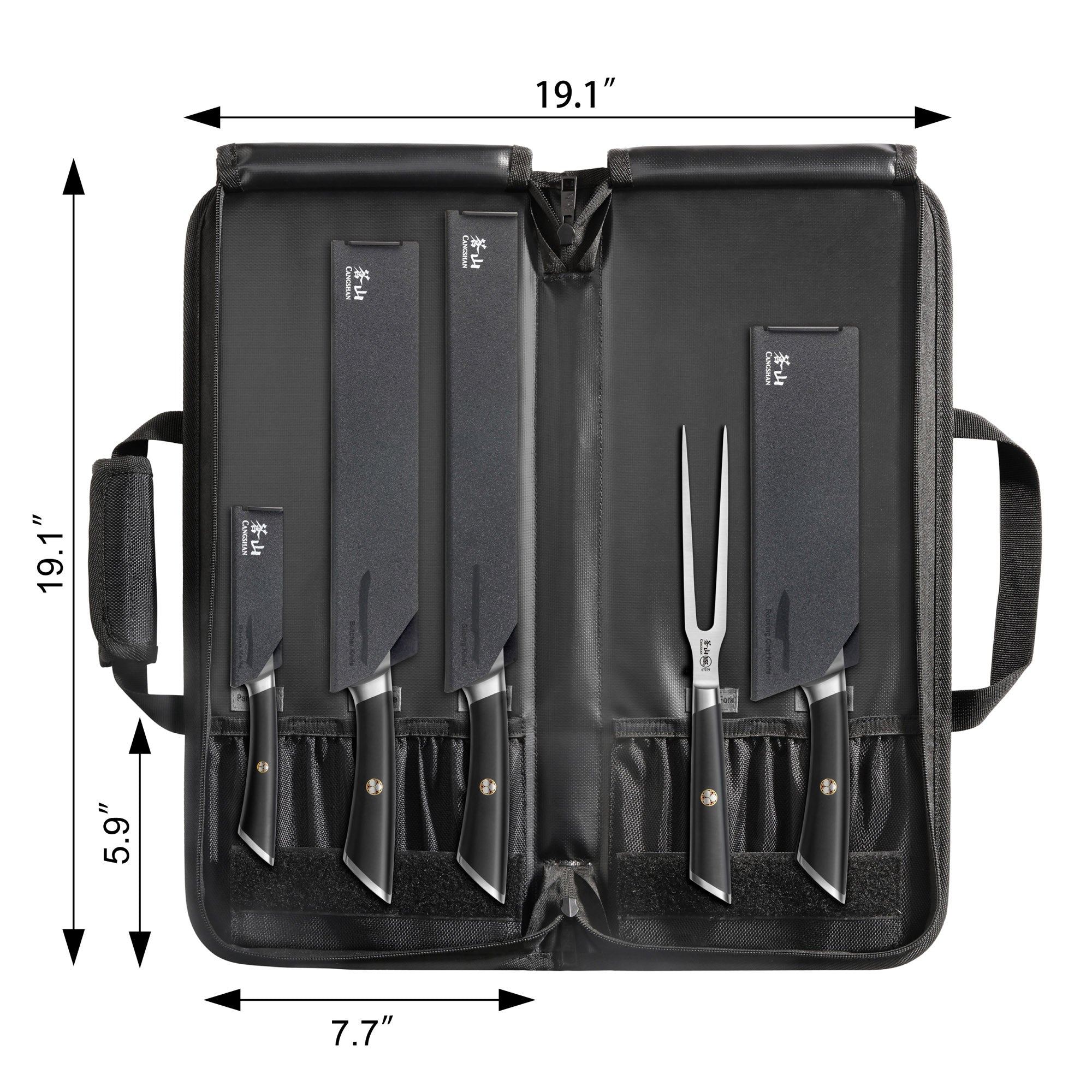 ELBERT Series 6-Piece BBQ Knife Kit with Black Knife Bag, Forged German Steel