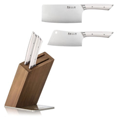 HELENA Series Cleaver Knife Block Set, Forged German Steel, HUA Acacia Block