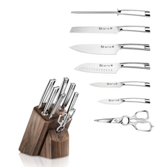 N1 Series 8-Piece Knife Block Set, Walnut, Forged German Steel, 1022612