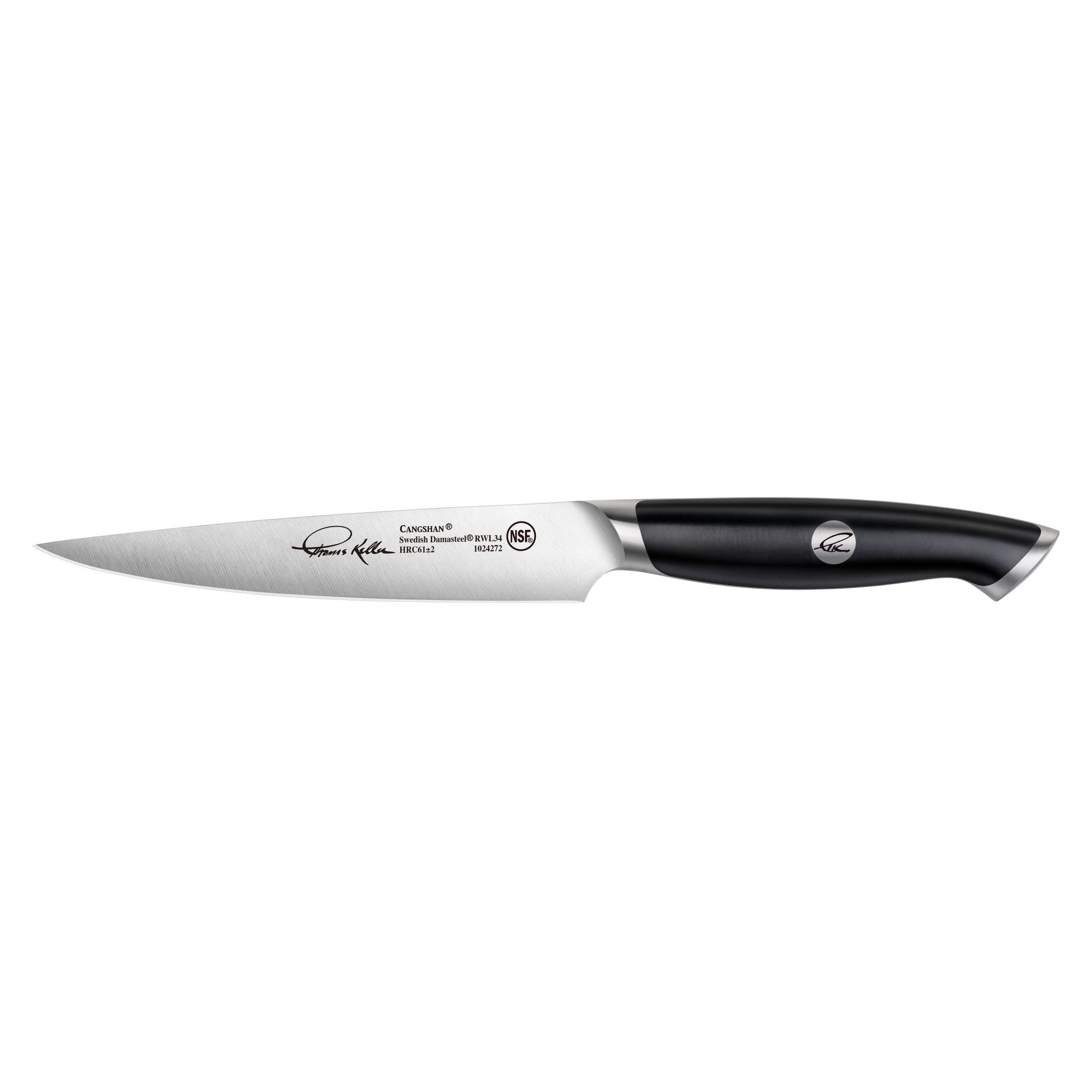 TKSC 5-Inch Fine-Edge Utility Knife, Forged Swedish Powder Steel, Thomas Keller Signature Collection, Black, 1024272