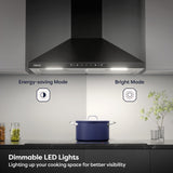 CIARRA 30 Inch Wall Mount Range Hood with Wave Gesture Control, 650 CFM Powerful Ventilation, Touch Control, LED Lighting CAB75206-N-OW