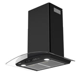 CIARRA 30 Inch Black Glass Wall Mount Range Hood, 650 CFM 3-Speed Extraction, Wave & Touch Control Kitchen Hood CAB75502-N-OW