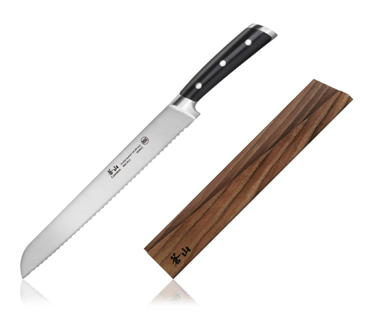 TS Series 10.25-Inch Bread Knife with Ash Wood Sheath, Forged Swedish 14C28N Steel, 1020649