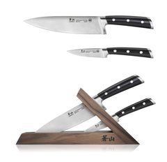 TS Series 3-Piece TAI Knife Block Set, Forged Swedish 14C28N Steel, Walnut Block, 1021417