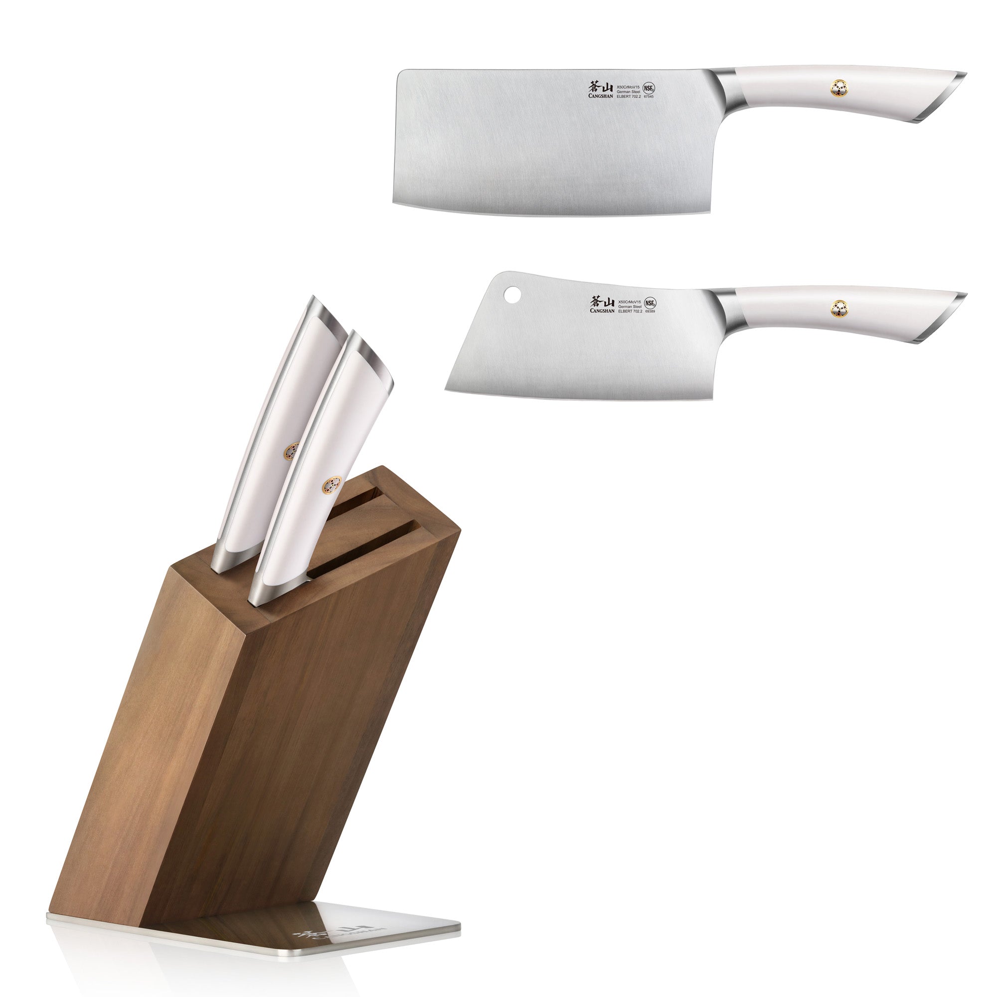 ELBERT Series Cleaver Knife Block Sets, Forged German Steel, Acacia Wood