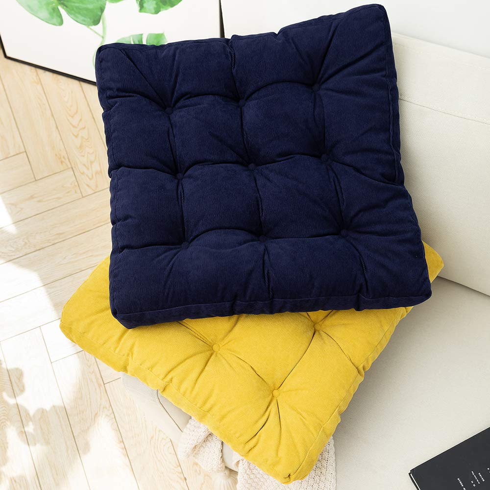 MAXYOYO Floor Pillow, 22x22 inch Square Meditation Seat Cushion, Navy