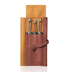 N1 Series 4-Piece Leather Roll Knife Set, Silver, Forged German Steel, 59946