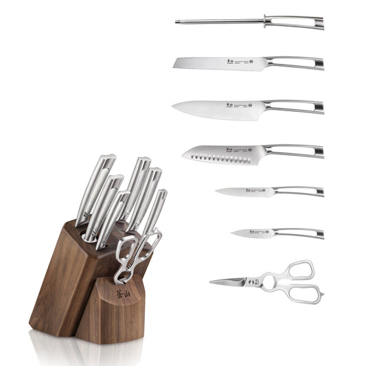 TN1 Series 8-Piece Knife Block Set, Forged Swedish 14C28N Steel, Walnut Block, 1021950