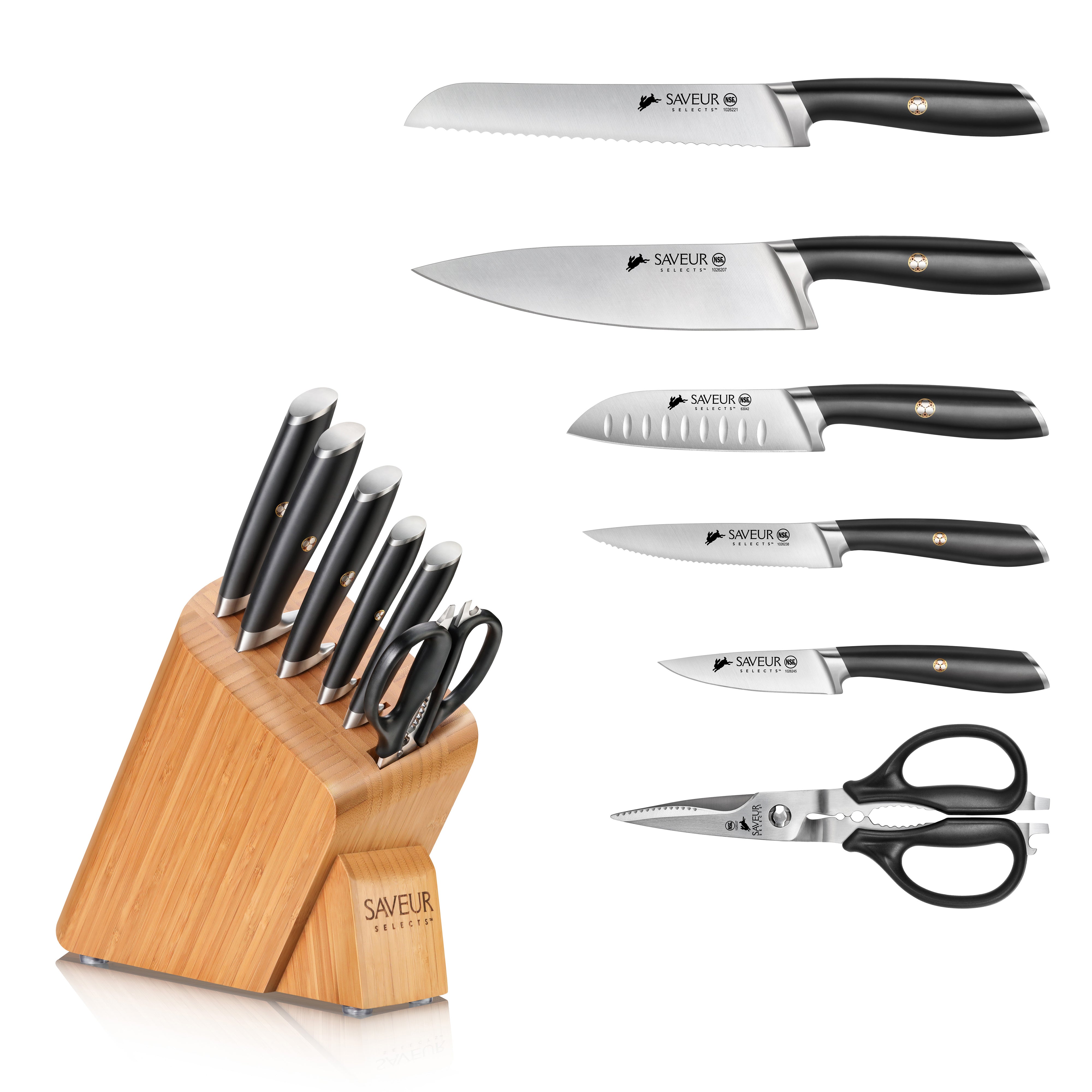 Saveur Selects 7-Piece Knife Block Set, Forged German Steel, 1026313