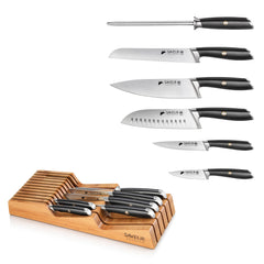 Saveur Selects 6-Piece Knife Set with Bamboo in Drawer Storage Knife Block, 1026306