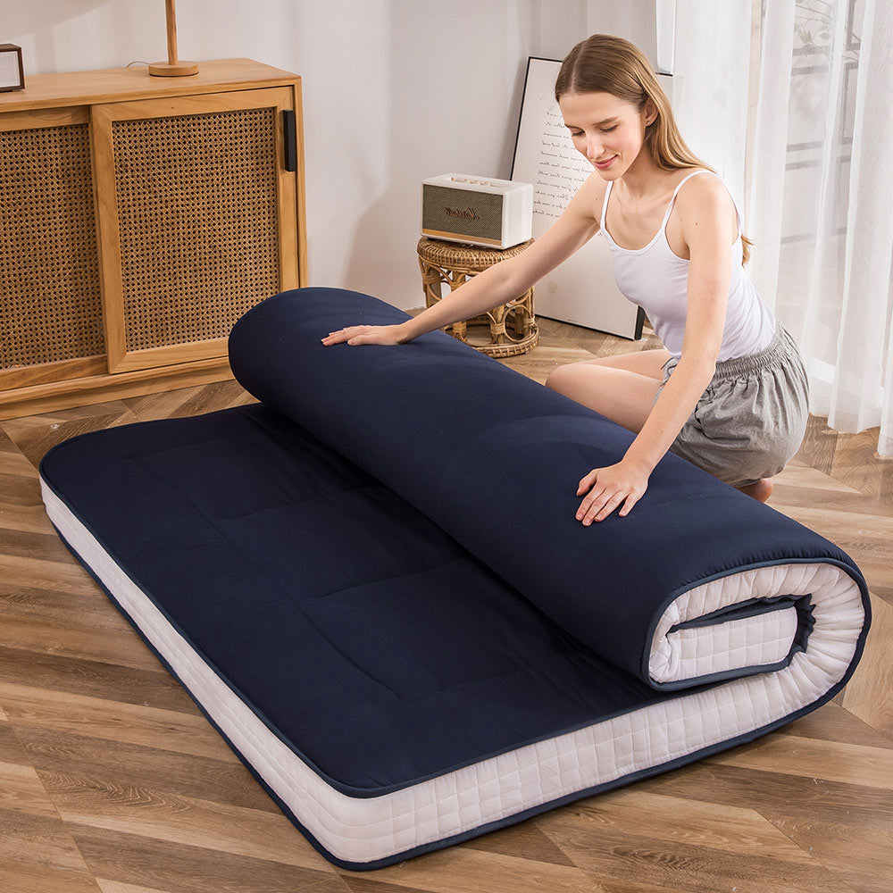 MAXYOYO Padded Japanese Floor Mattress, Portable Floor Futon Mattress, Navy