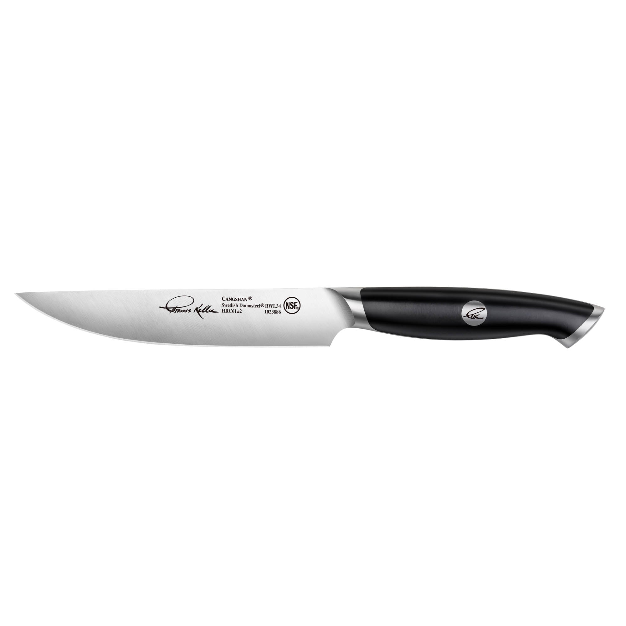 TKSC 5-Inch Fine-Edge Steak Knife, Forged Swedish Powder Steel, Thomas Keller Signature Collection, Black, 1023886