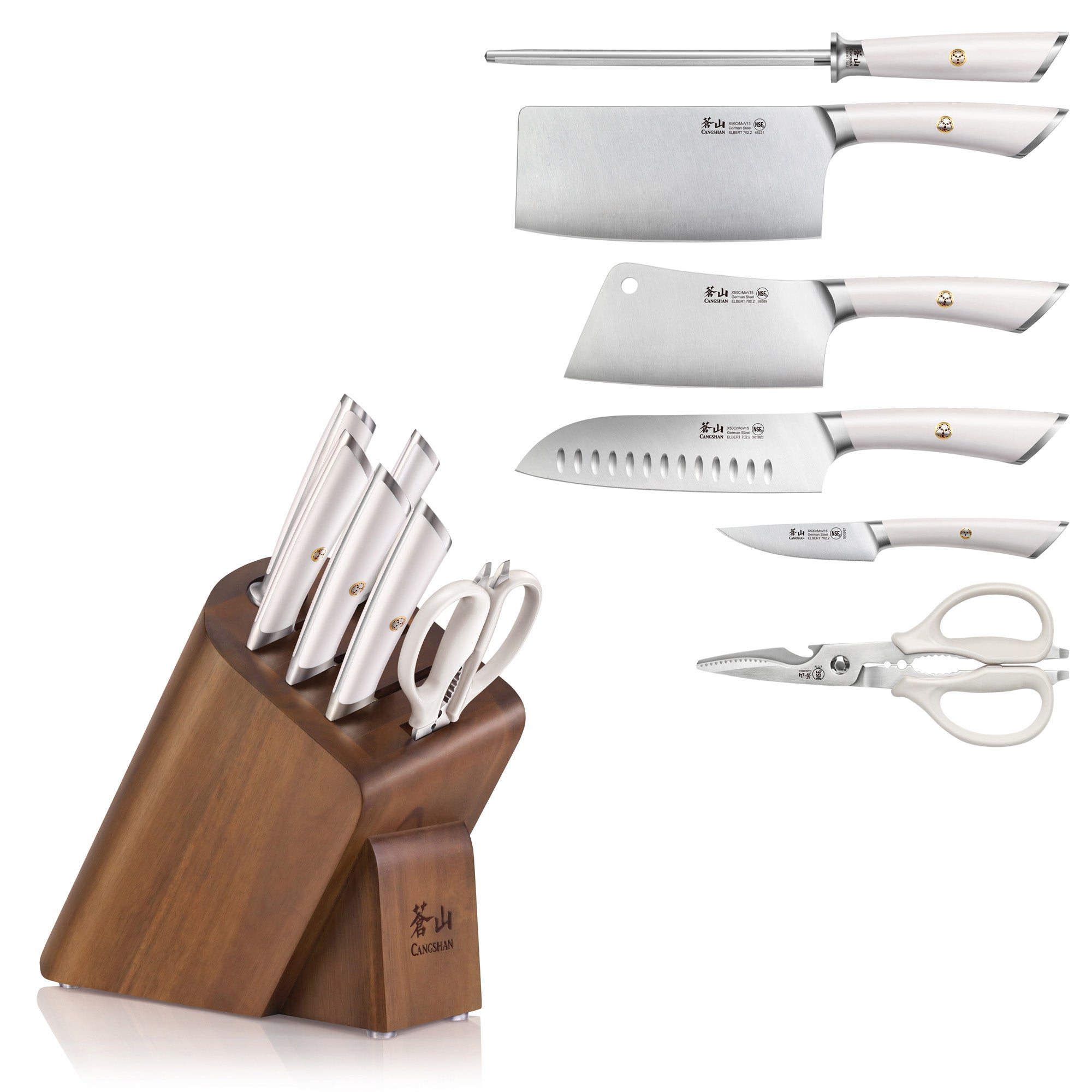 ELBERT Series Cleaver Knife Block Sets, Forged German Steel, Acacia Wood