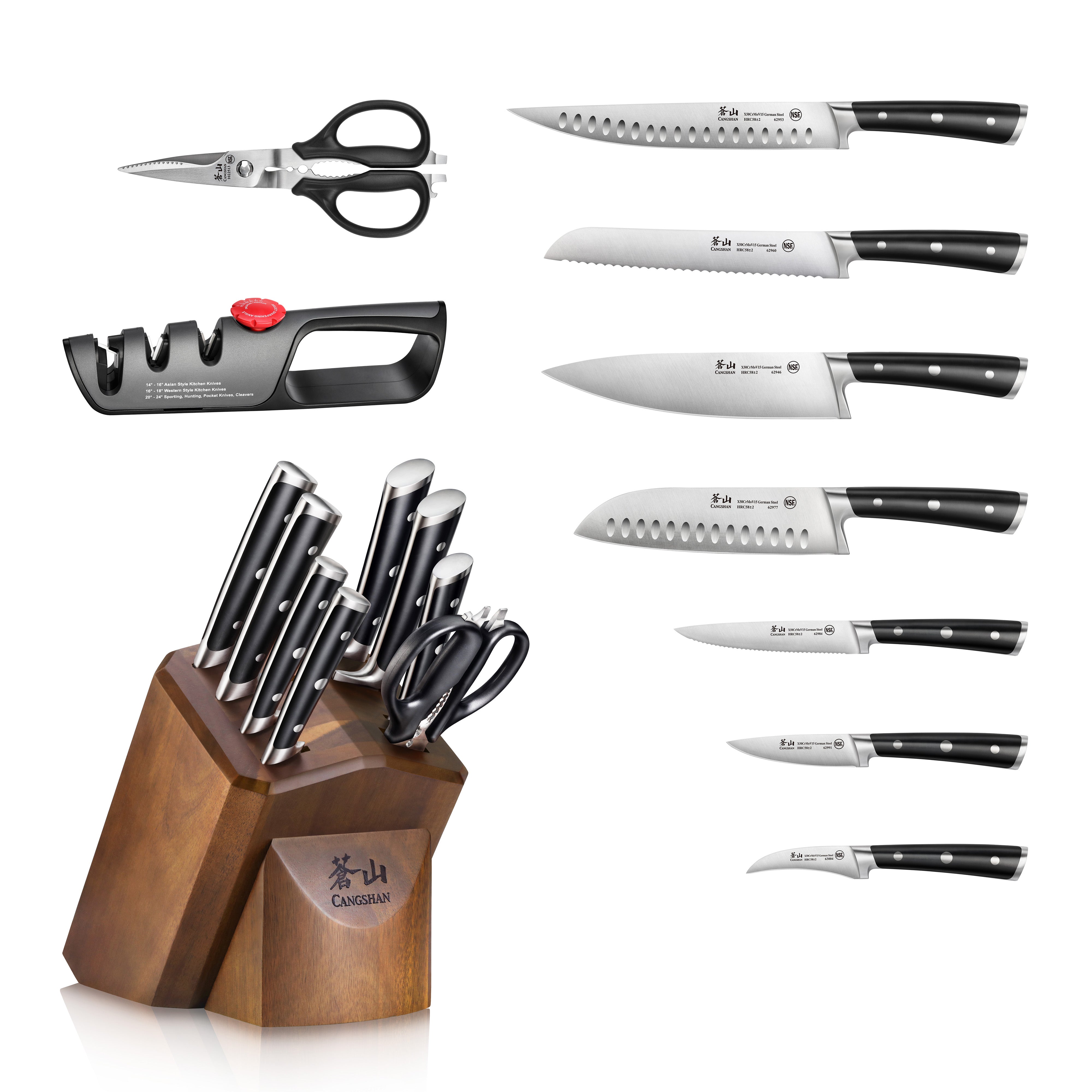 H Series 10-Piece Knife Block Set, Forged German Steel, Acacia Block, 1026160