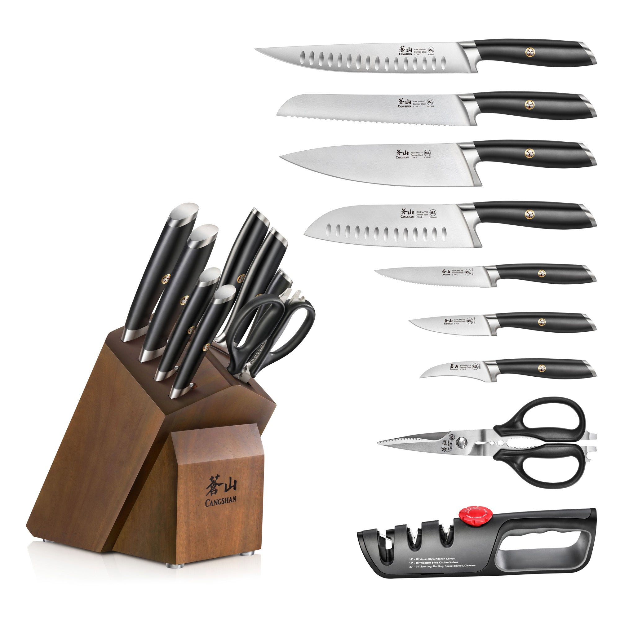 L Series 10-Piece Knife Block Set, Forged German Steel, Black, 1027440