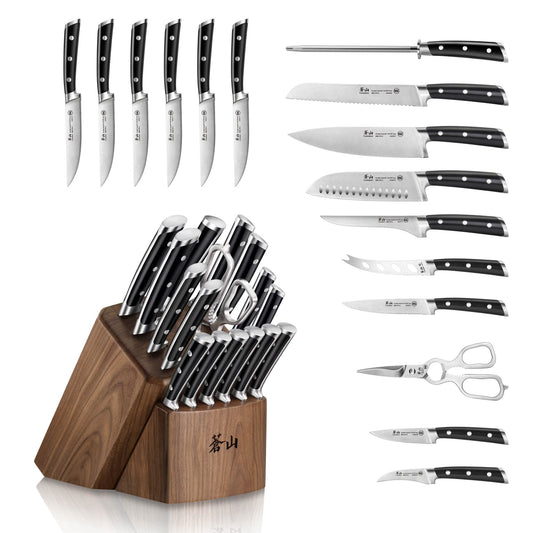 TS Series 17-Piece Knife Block Set, Forged Swedish 14C28N Steel, Walnut Block, 1020885