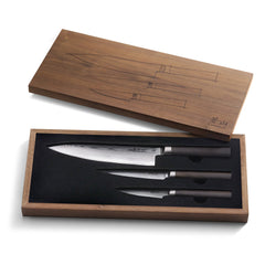 HAKU Series 3-Piece Starter Set with Walnut Box, Forged X-7 Damascus Steel, 501172