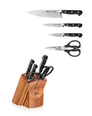 V2 Series 5-Piece Starter Knife Block Set, Forged German Steel, Acacia Block, 1022520