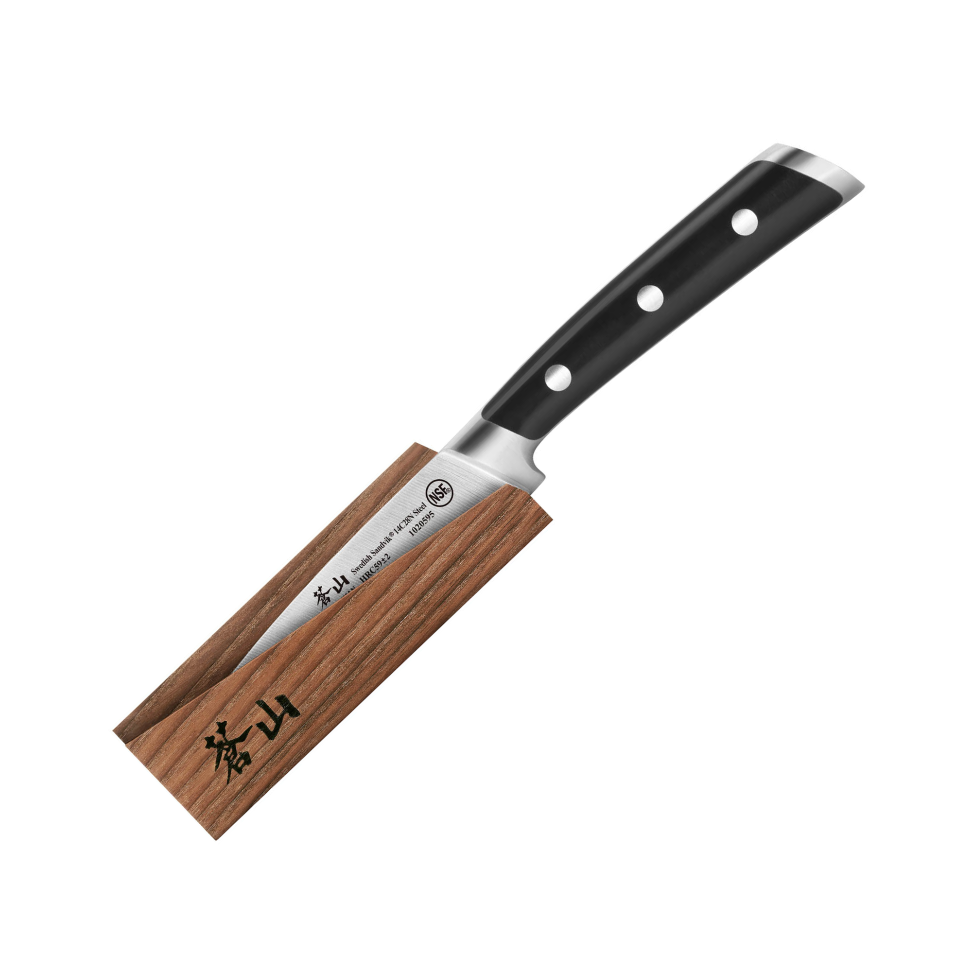 TS Series 3.5-Inch Paring Knife with Ash Wood Sheath, Forged Swedish 14C28N Steel, 1020601