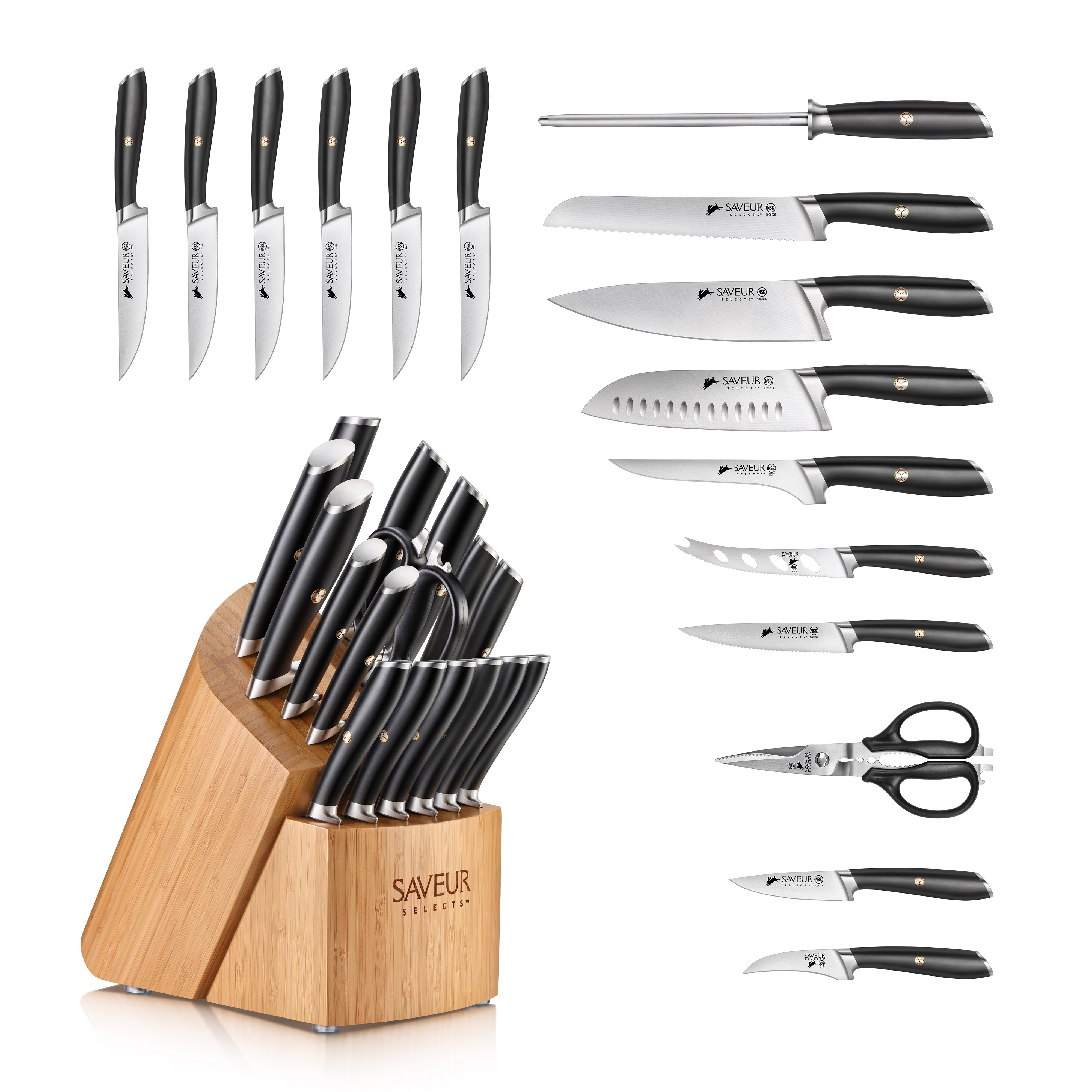 Saveur Selects 17-Piece Knife Block Set, Forged German Steel, 1026320