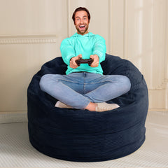 MAXYOYO 4ft Convertible Bean Bag Bed, Corduroy Huge Bean Bag Bed Full, Navy