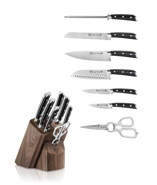 TS Series 8-Piece Knife Block Set, Forged Swedish 14C28N Steel, Walnut Block, 1020878