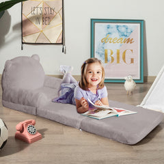 MAXYOYO Plush Foldable Kids Sofa, Grey Baby Seat