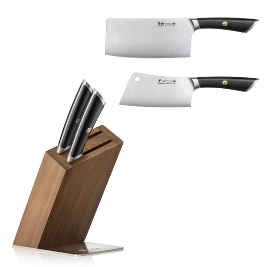 ELBERT Series Cleaver Knife Block Sets, Forged German Steel, Acacia Wood