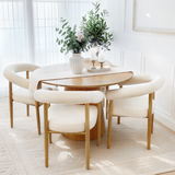 Dwen & Melbourne 46" Round & Boucle Dining Table Set for 4 (5-Piece)