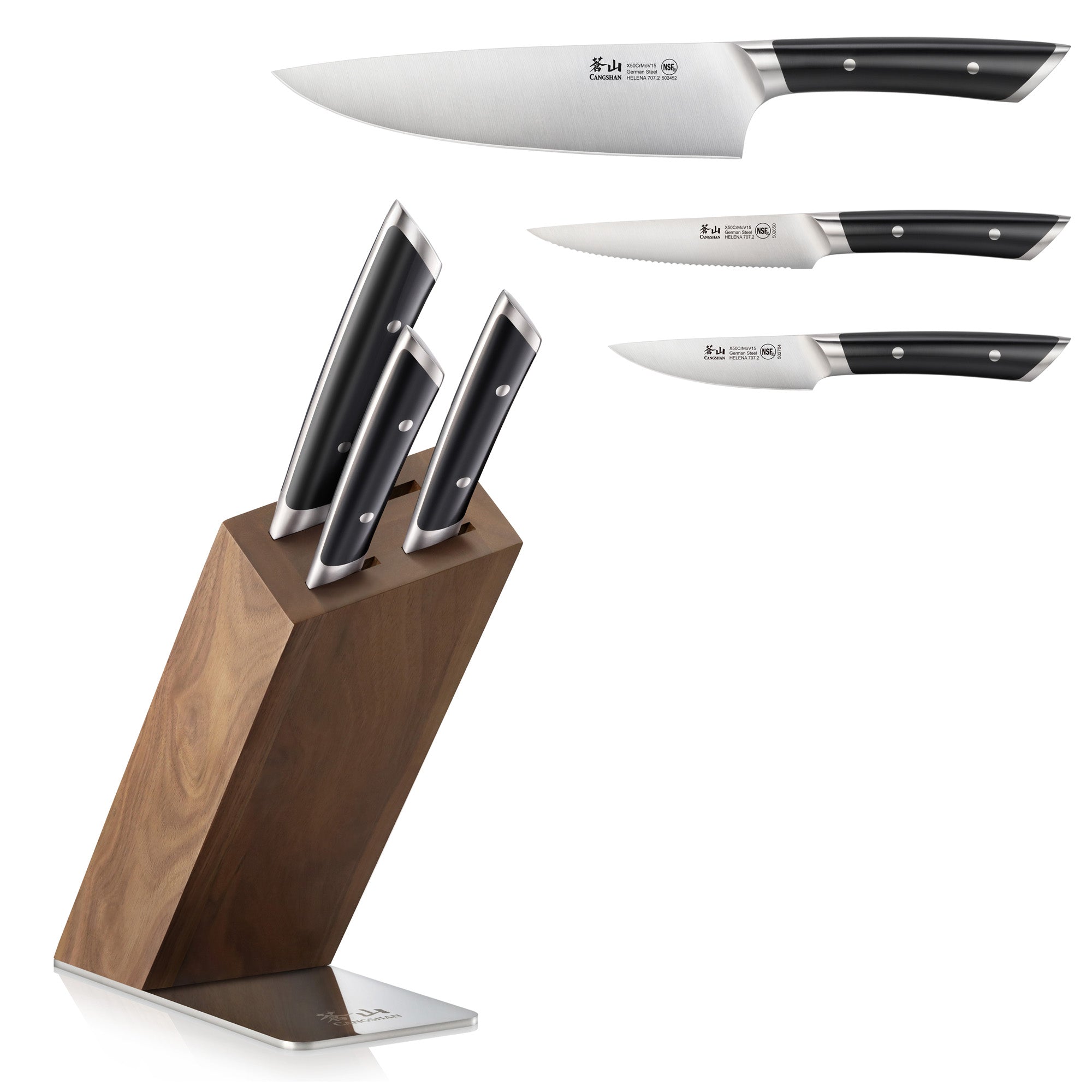 HELENA Series Knife Block Set, Forged German Steel, HUA Acacia Block