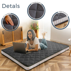 MAXYOYO 6" Extra Thick Floor Futon Mattress, Diamond Quilting, Dark Grey