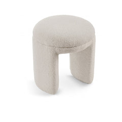 Bowen Faux Shearling Teddy Fabric Ottoman / Stool