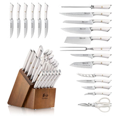 ELBERT Series 20-Piece Knife Block Sets, Forged German Steel, Acacia Block