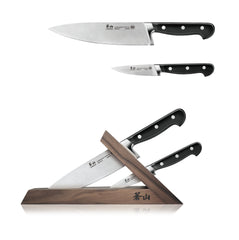 TV2 Series 3-Piece TAI Knife Block Set, Forged Swedish 14C28N Steel, Walnut Block, 1021585