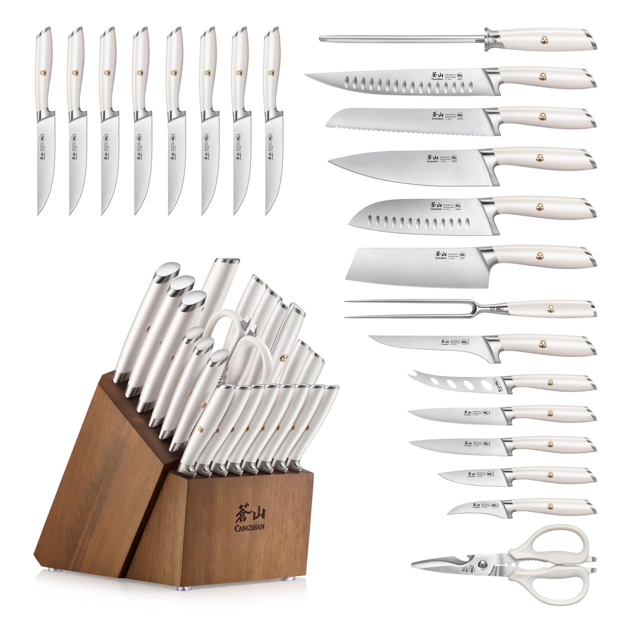 L & L1 Series 23-Piece Classic Knife Block Set, Forged German Steel