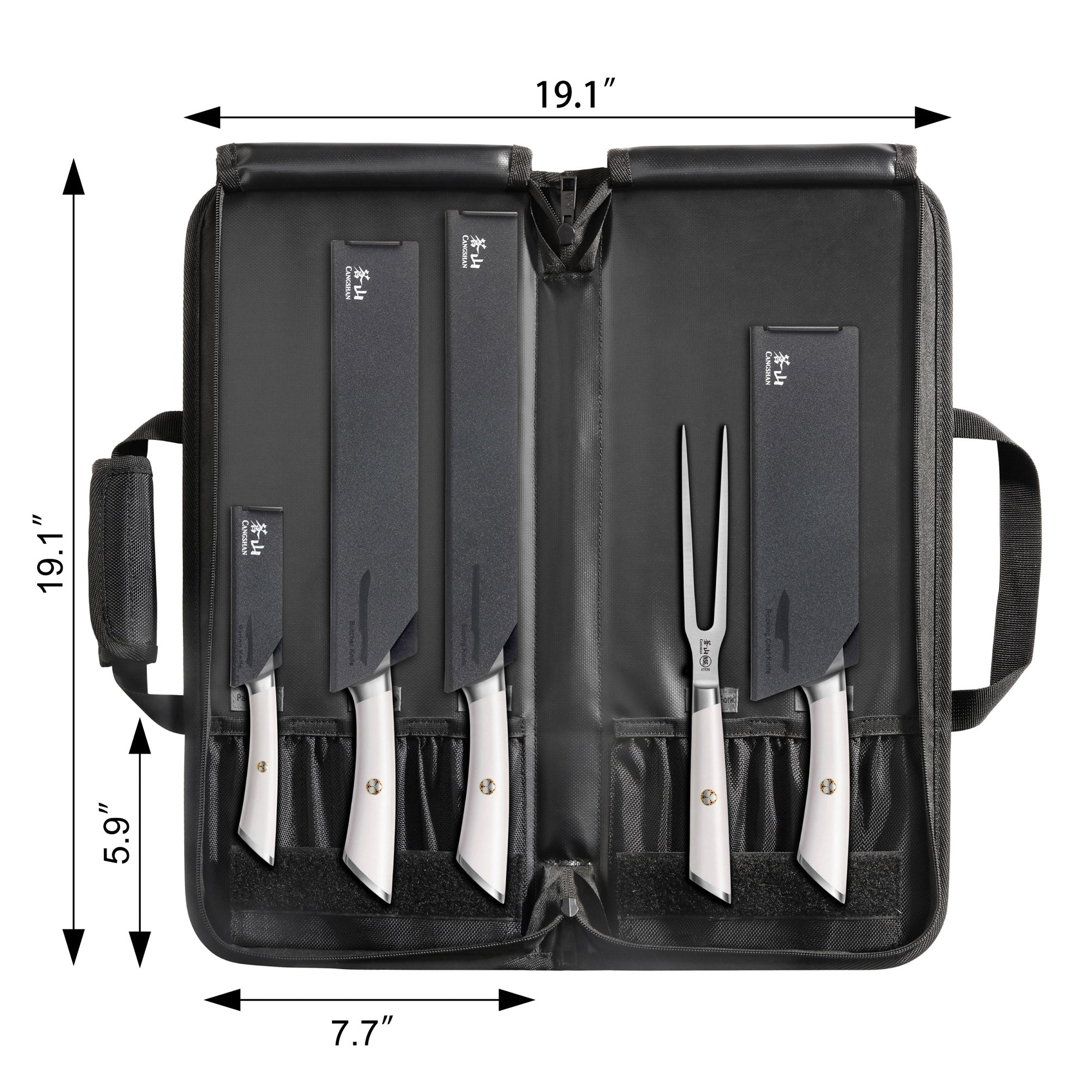 ELBERT Series 6-Piece BBQ Knife Kit with Black Knife Bag, Forged German Steel