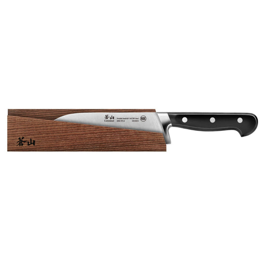 TV2 Series 7-Inch Santoku Knife with Wood Sheath, Forged Swedish 14C28N Steel, 1022841