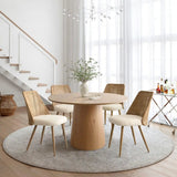 Dwen & Nice 46" Round Rattan & Beige Dining Set for 4 (5-Piece)