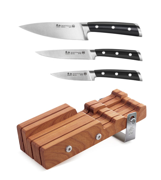 S Series 4-Piece Starter Knife Block Set, Forged German Steel, Ash Wood Block, 61864