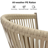 PURPLE LEAF Counter Stools Bar Stools Rattan Bar Stools Wicker Bar Chairs Woven Aluminum Barstools with Back and Cushions