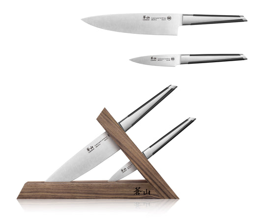 TX Series 3-Piece TAI Knife Block Set, Swedish 14C28N Steel, Walnut Block, 1021295