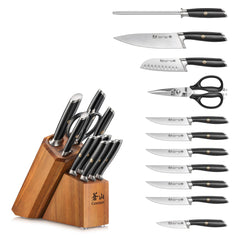 L & L1 Series 12-Piece Knife Set with 6 Steak Knives, Forged German Steel