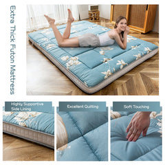 MAXYOYO Padded Japanese Floor Mattress,  Floral Printed Futon Mattress Folding Sleeping Pad