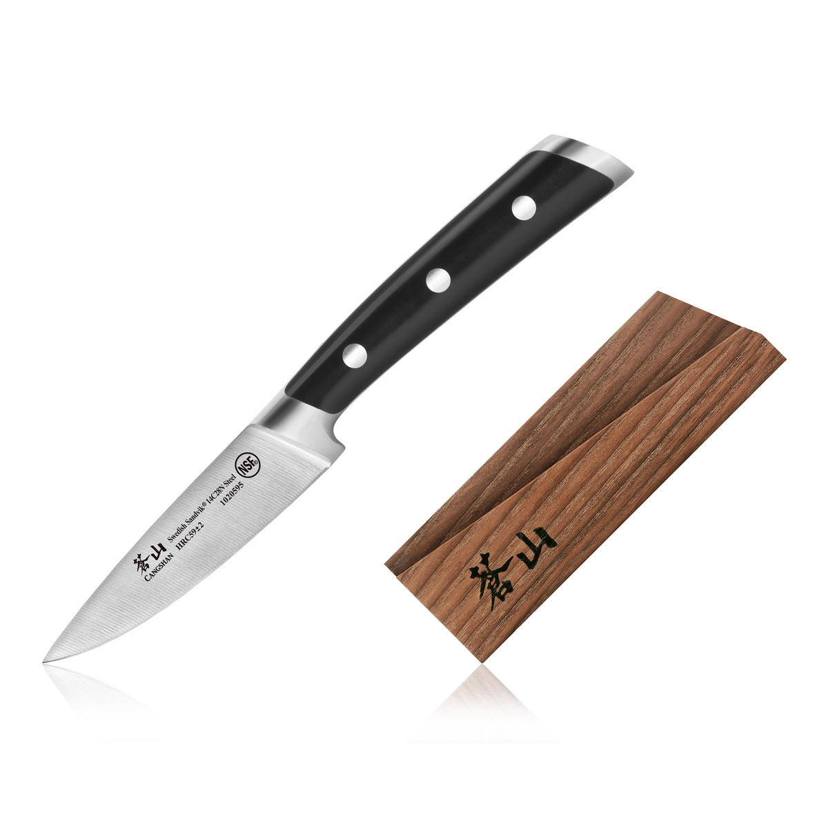 TS Series 3.5-Inch Paring Knife with Ash Wood Sheath, Forged Swedish 14C28N Steel, 1020601