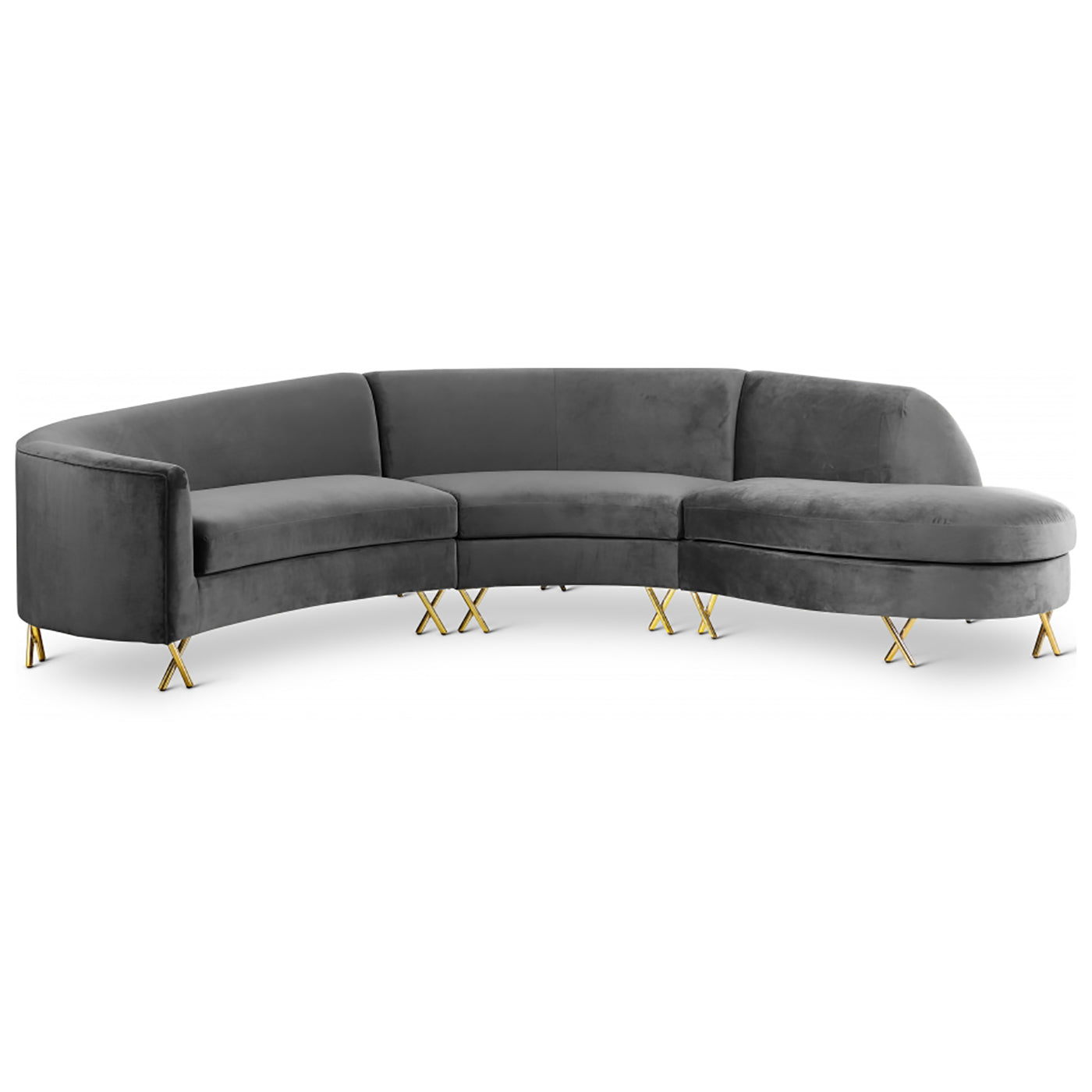 Serpentine Velvet 3pc. Sectional